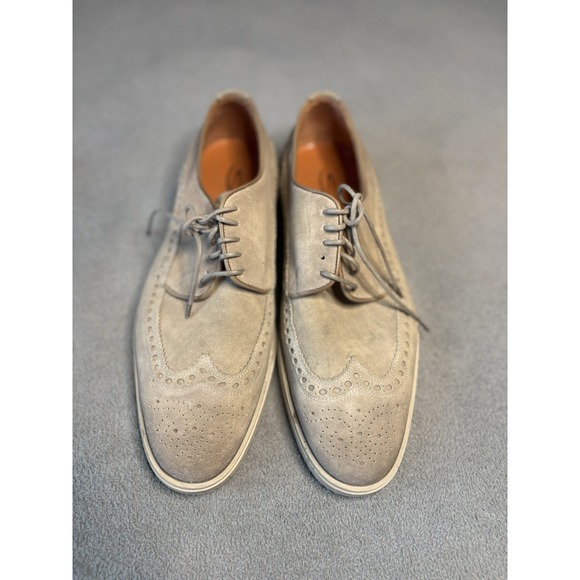 Santoni Wingtip Brogues‎ Beige Suede Men Shoe Santoni US Size 7/EU 40 main image 7